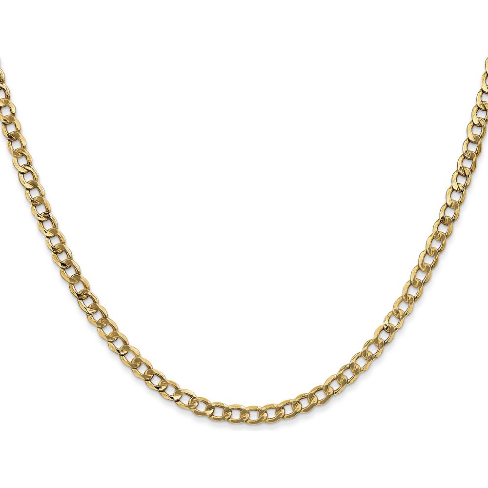 10K Yellow Gold 18" Semi-Solid Curb Link Chain - 3.35mm Width