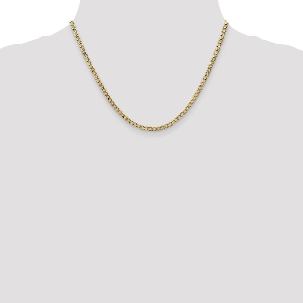 10K Yellow Gold 18" Semi-Solid Curb Link Chain - 3.35mm Width