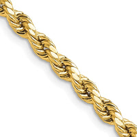 10K Yellow Gold 18" Semi-Solid Diamond-Cut Rope Chain - 4mm Width