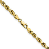 10K Yellow Gold 18" Semi-Solid Diamond-Cut Rope Chain - 4mm Width