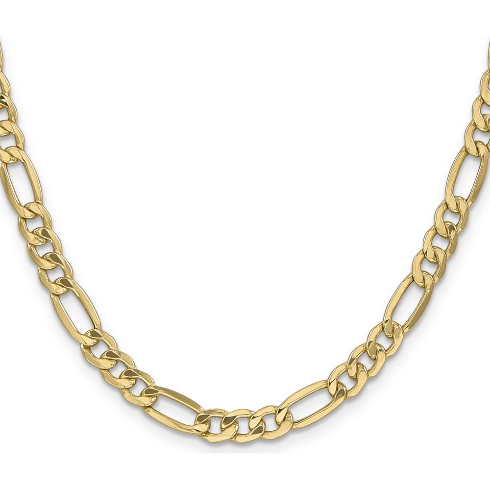10K Yellow Gold 18" Semi-Solid Figaro Chain Necklace - 6.25mm Width
