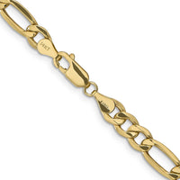 10K Yellow Gold 18" Semi-Solid Figaro Chain Necklace - 6.25mm Width