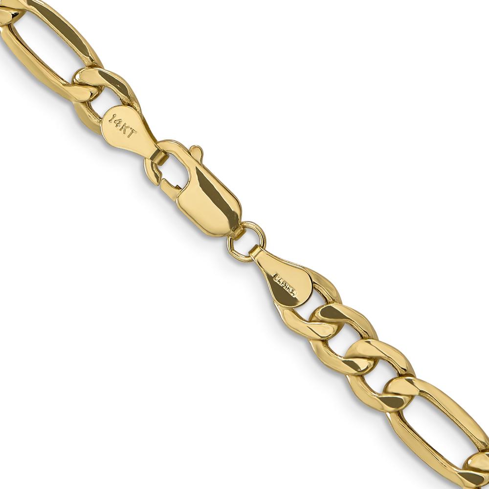 10K Yellow Gold 18" Semi-Solid Figaro Chain Necklace - 6.25mm Width