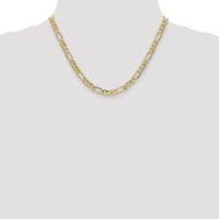 10K Yellow Gold 18" Semi-Solid Figaro Chain Necklace - 6.25mm Width