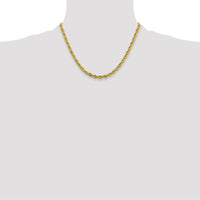 10K Yellow Gold 18" Semi-Solid Rope Chain Necklace - 4.25mm Width
