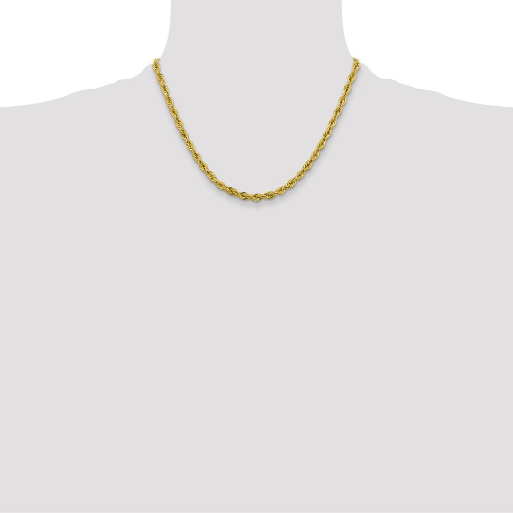 10K Yellow Gold 18" Semi-Solid Rope Chain Necklace - 4.25mm Width