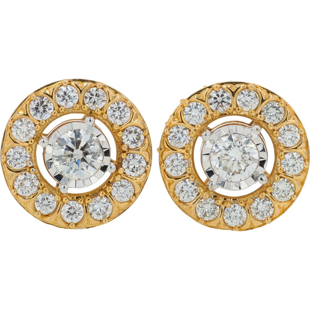 10K Yellow Gold 2.00 Carat Total Lab Grown Diamond Halo Stud Earrings