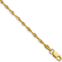 10K Yellow Gold 2.0mm Extra-Light Diamond-Cut Rope Chain Anklet - 10"