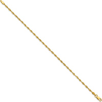 10K Yellow Gold 2.0mm Extra-Light Diamond-Cut Rope Chain Anklet - 10"