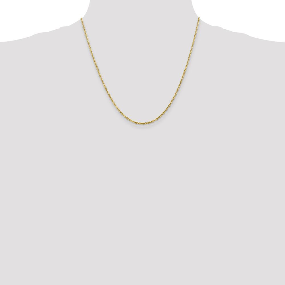 10K Yellow Gold 2.0mm Extra-Light Diamond Cut Rope Chain Necklace - 20"