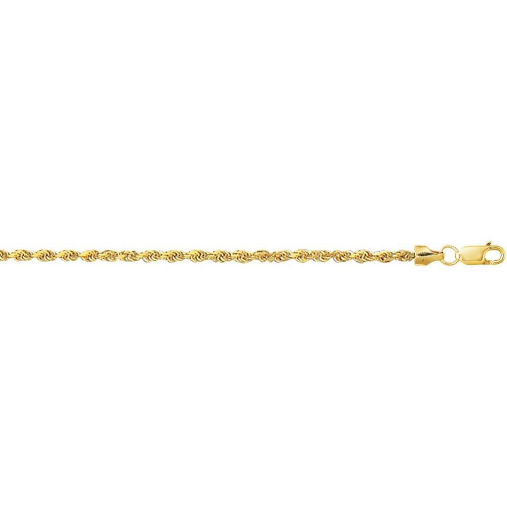 10K Yellow Gold 2.0mm Lite Rope Chain Necklace with Diamond Cut Finish - 18" by Orozza Fine Jewelry