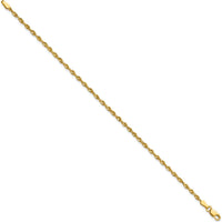 10K Yellow Gold 2.25mm Diamond-Cut Rope Chain Anklet - 9" Length