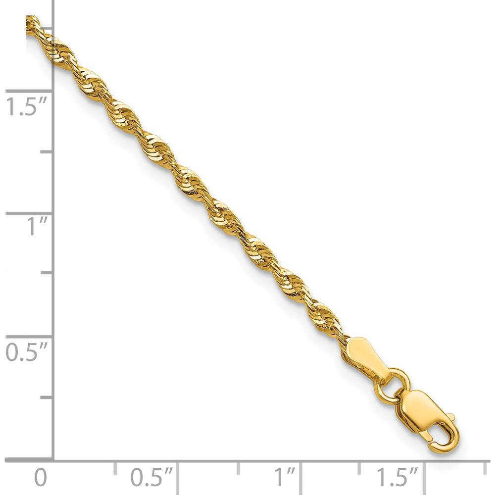 10K Yellow Gold 2.25mm Diamond-Cut Rope Chain Anklet - 9" Length