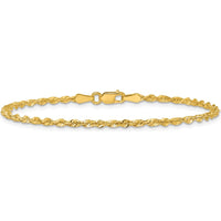 10K Yellow Gold 2.25mm Diamond-Cut Rope Chain Anklet - 9" Length