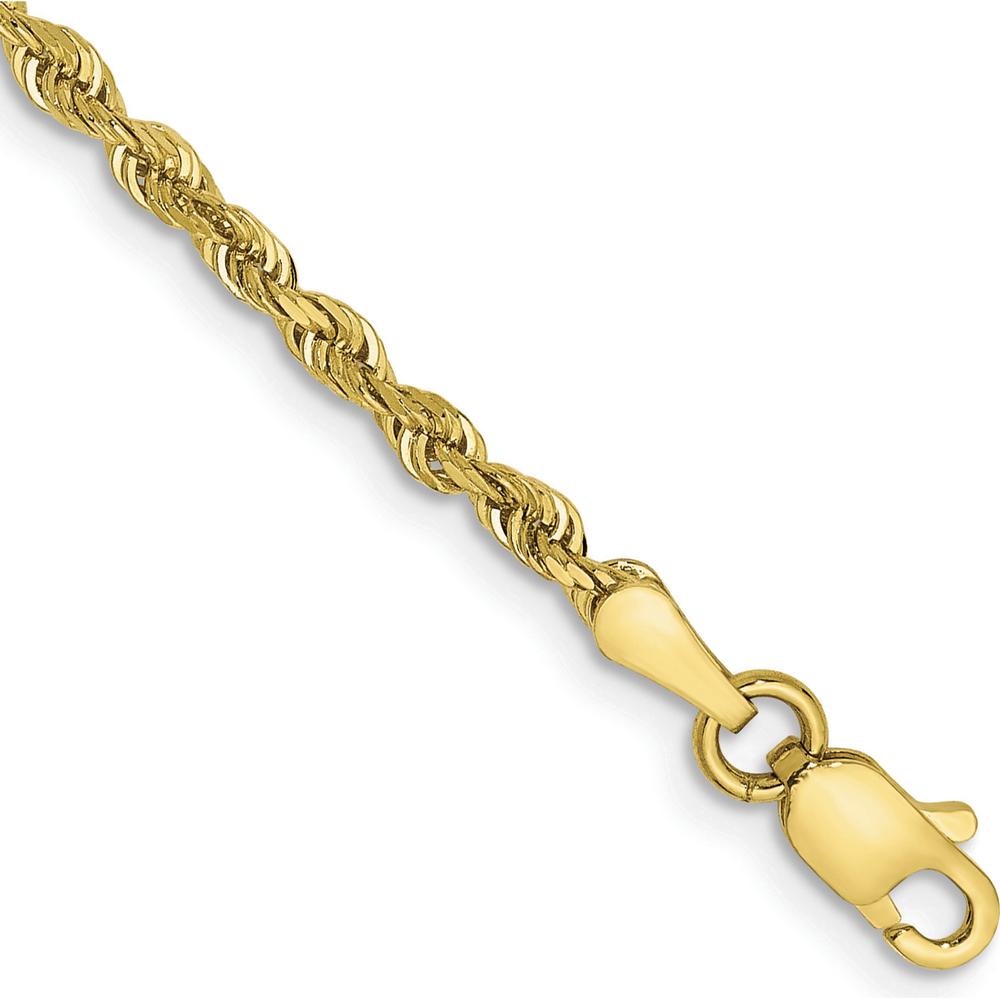 10K Yellow Gold 2.25mm Diamond-Cut Rope Chain Bracelet - 8"