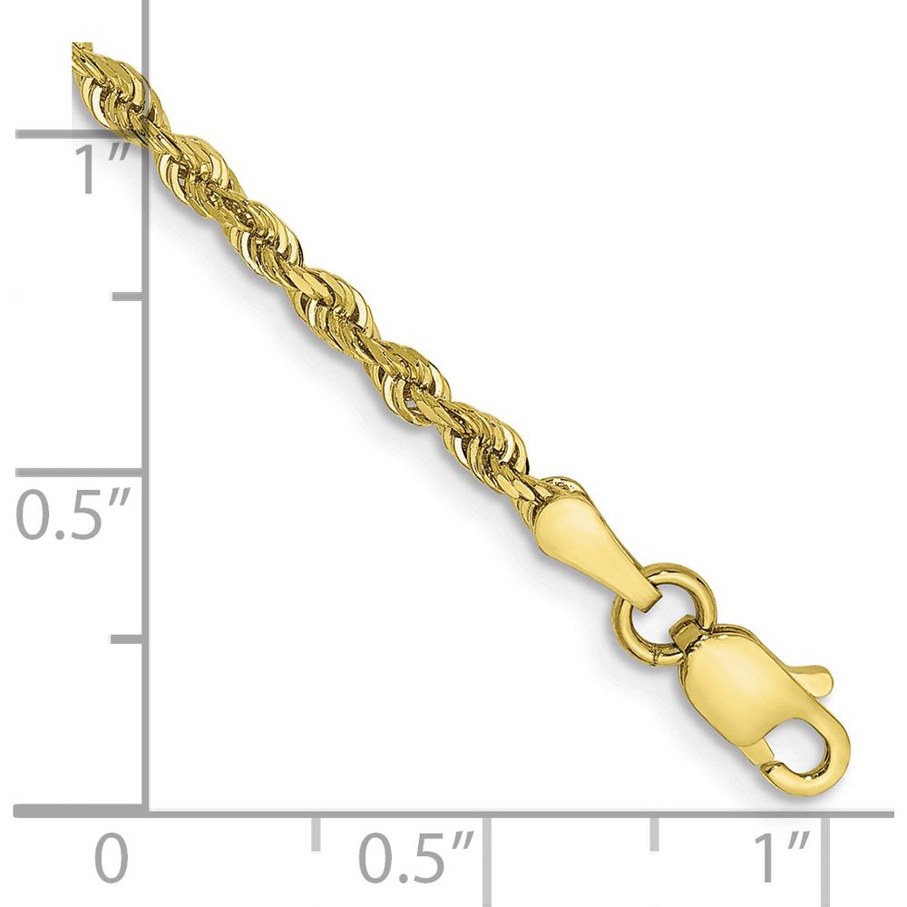 10K Yellow Gold 2.25mm Diamond-Cut Rope Chain Bracelet - 8"