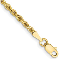 10K Yellow Gold 2.25mm Diamond-Cut Rope Chain Bracelet - Handcrafted Solid Design