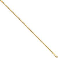 10K Yellow Gold 2.25mm Diamond-Cut Rope Chain Bracelet - Handcrafted Solid Design