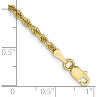 10K Yellow Gold 2.25mm Diamond-Cut Rope Chain Bracelet - Handcrafted Solid Design
