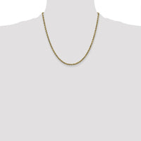 10K Yellow Gold 2.25mm Diamond-Cut Semi-Solid Rope Chain Necklace - 20"