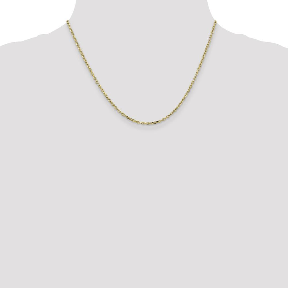 10K Yellow Gold 2.2mm Diamond-Cut Cable Chain Necklace - 18"