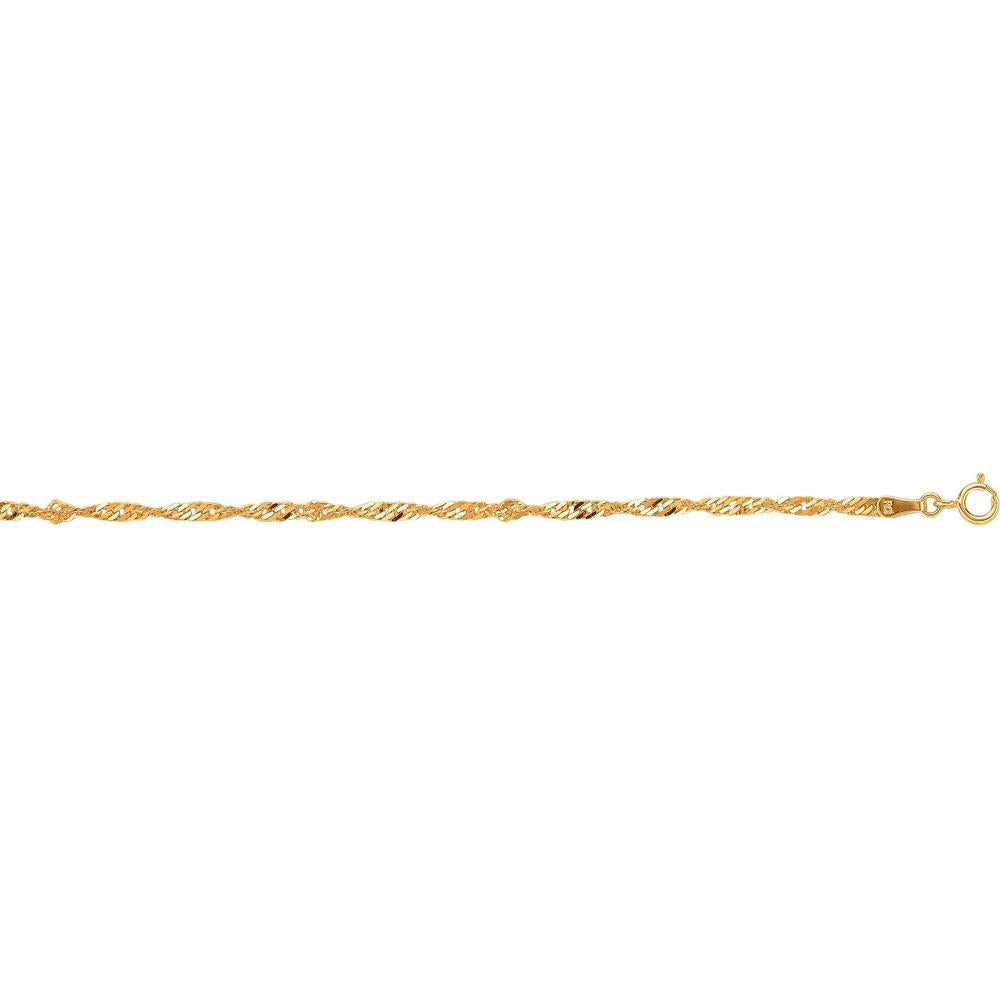 10K Yellow Gold 2.2mm Diamond-Cut Singapore Chain Necklace - 10" by Orozza Fine Jewelry