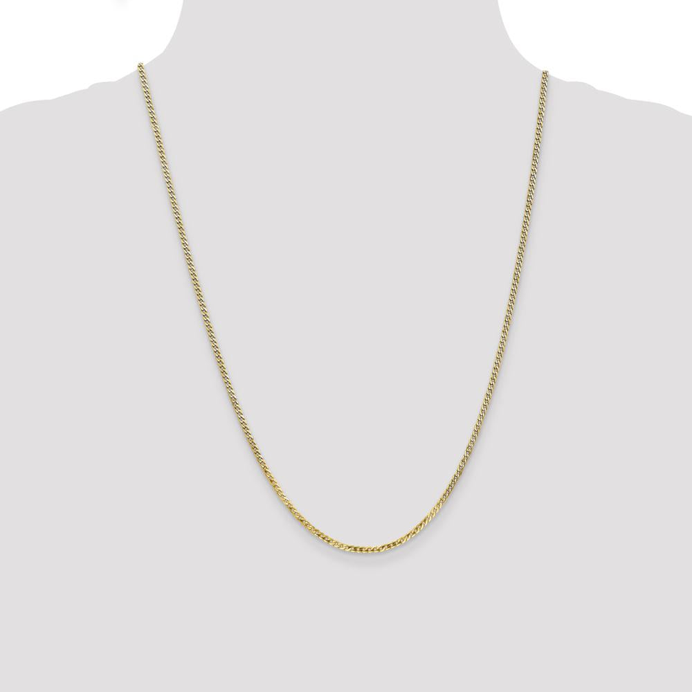 10K Yellow Gold 2.2mm Flat Beveled Curb Chain - 24" Length