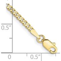 10K Yellow Gold 2.2mm Flat Beveled Curb Chain Bracelet - 8" Length
