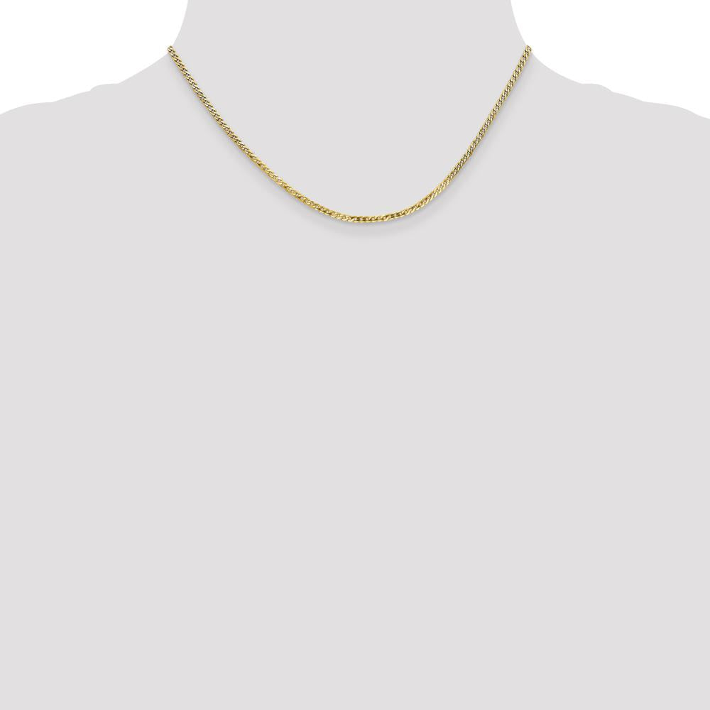 10K Yellow Gold 2.2mm Polished Beveled Curb Chain - 16" Length