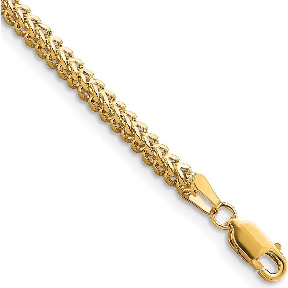 10K Yellow Gold 2.3mm Franco Chain Bracelet - Polished Finish