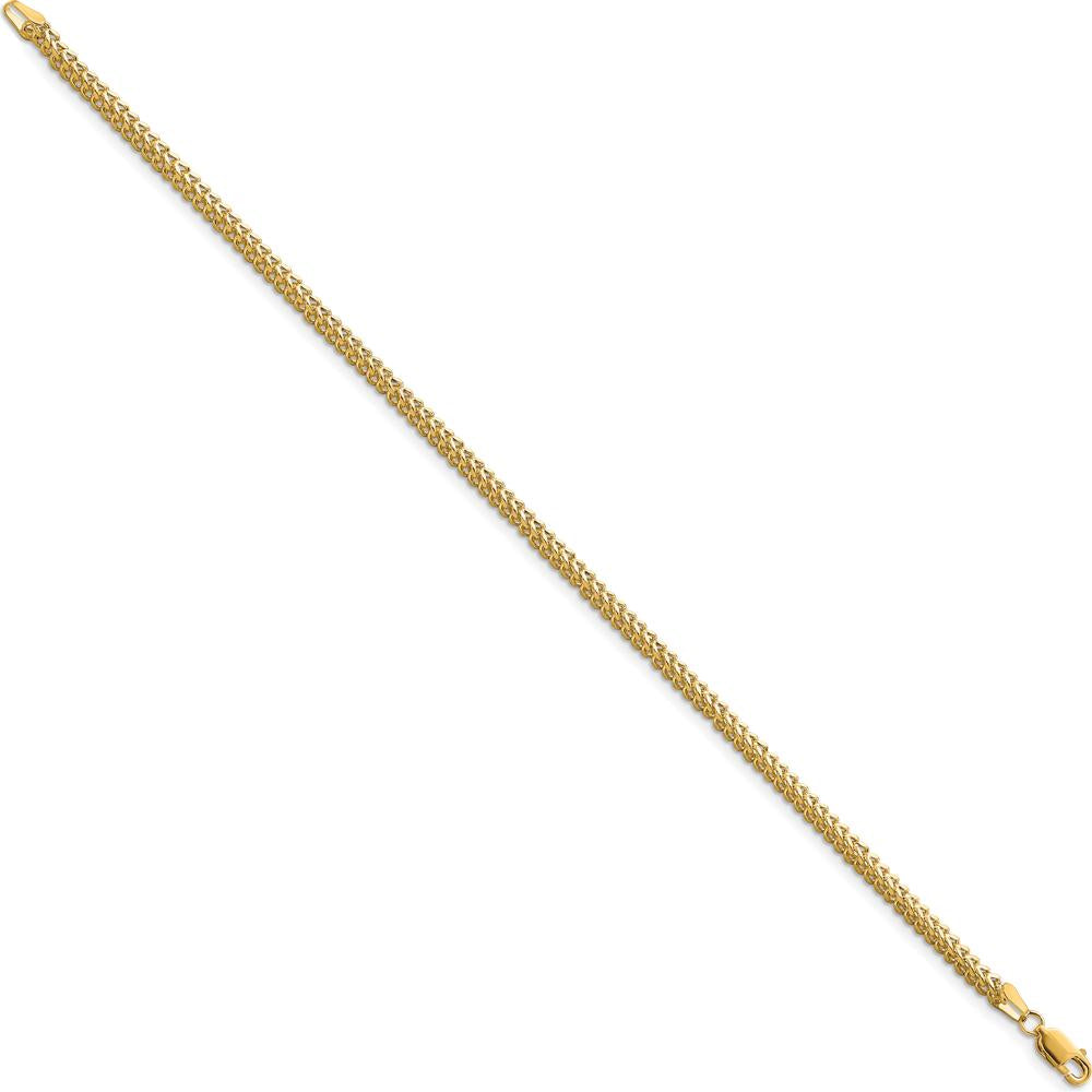 10K Yellow Gold 2.3mm Franco Chain Bracelet - Polished Finish