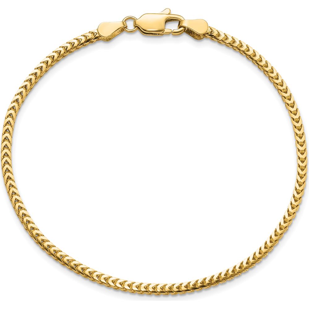 10K Yellow Gold 2.3mm Franco Chain Bracelet - Polished Finish