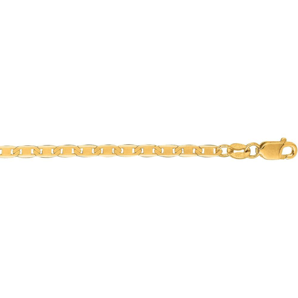 10K Yellow Gold 2.3mm Mariner Chain Necklace with Diamond Cut Finish - 16" by Orozza Fine Jewelry