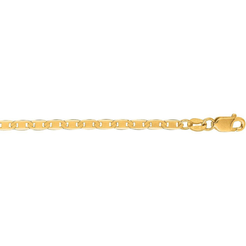 10K Yellow Gold 2.3mm Mariner Chain Necklace with Diamond Cut Finish - 16" by Orozza Fine Jewelry