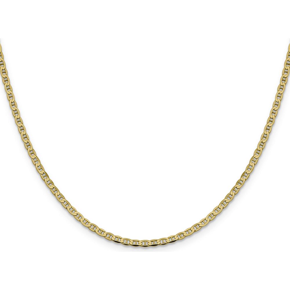 10K Yellow Gold 2.4mm Concave Anchor Chain Necklace - 16"