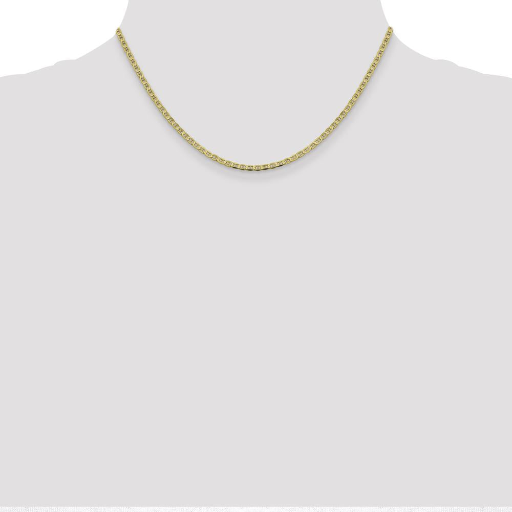 10K Yellow Gold 2.4mm Concave Anchor Chain Necklace - 16"