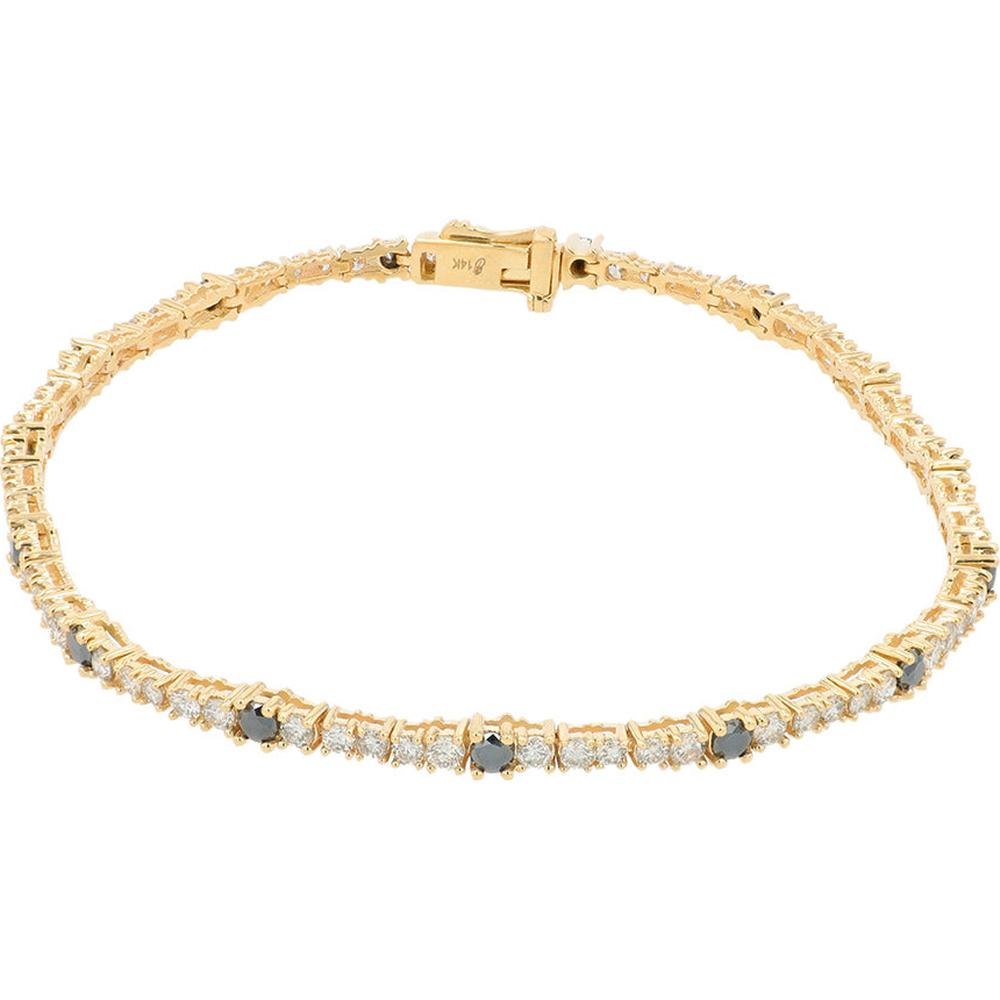 10K Yellow Gold 2.50 Carat Diamond Tennis Bracelet with Black Diamonds