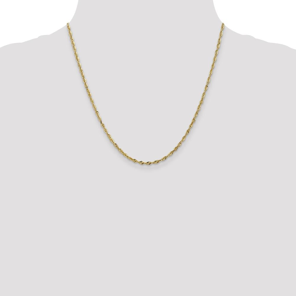 10K Yellow Gold 2.50mm Extra-Light Diamond Cut Rope Chain - 20"