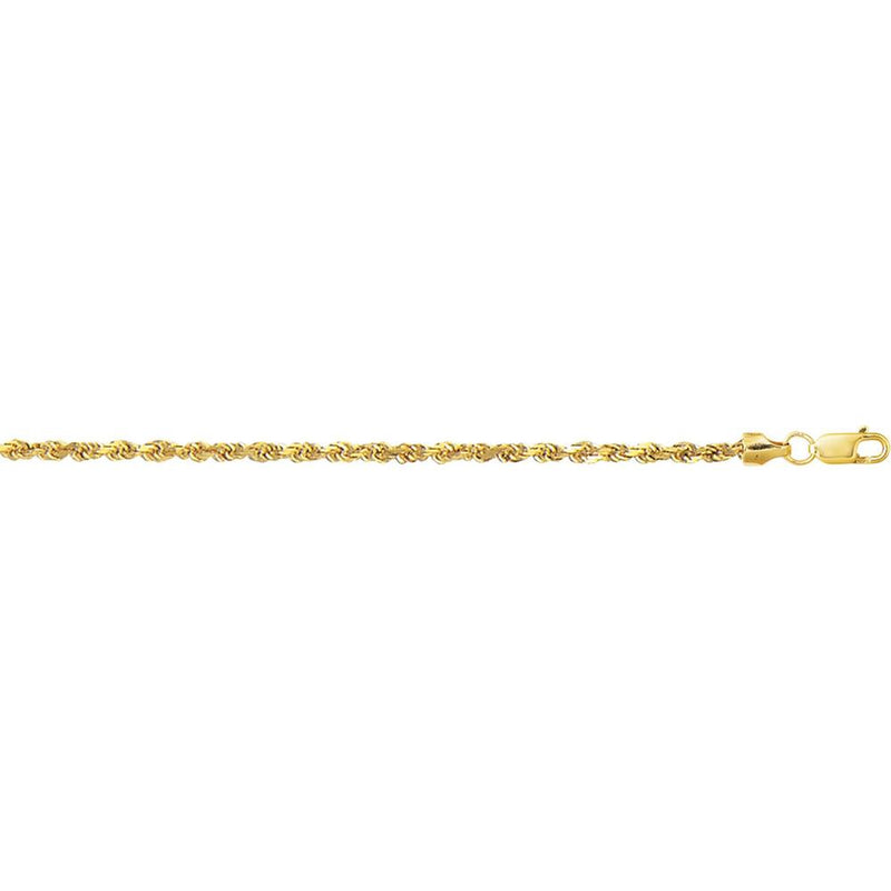 10K Yellow Gold 2.5mm Diamond Cut Lite Rope Chain Necklace - 16" Length by Orozza Fine Jewelry