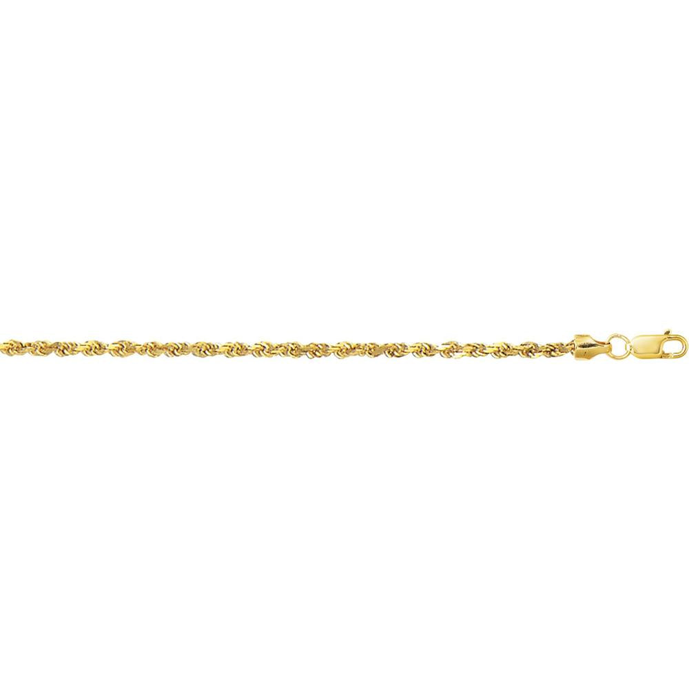 10K Yellow Gold 2.5mm Diamond Cut Lite Rope Chain with Lobster Clasp - 20" by Orozza Fine Jewelry