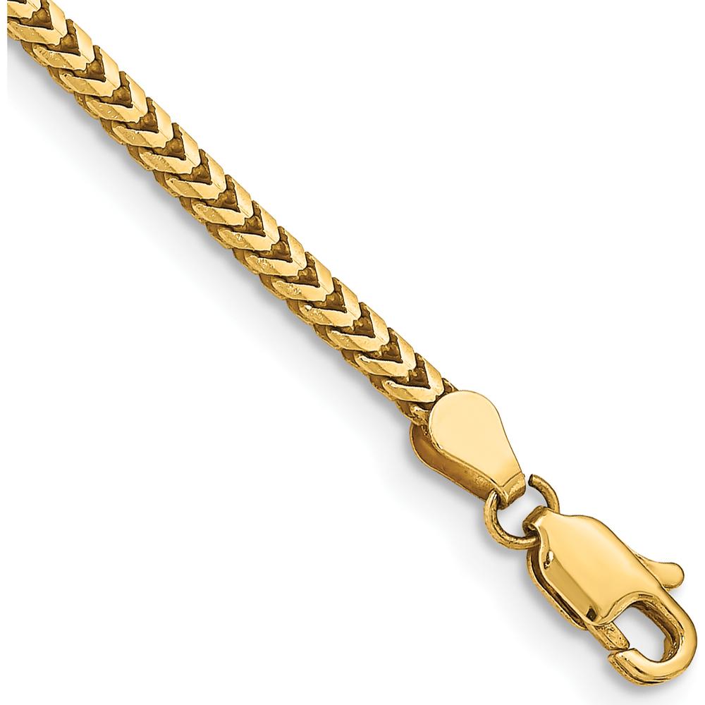 10K Yellow Gold 2.5mm Franco Chain Bracelet - 7"
