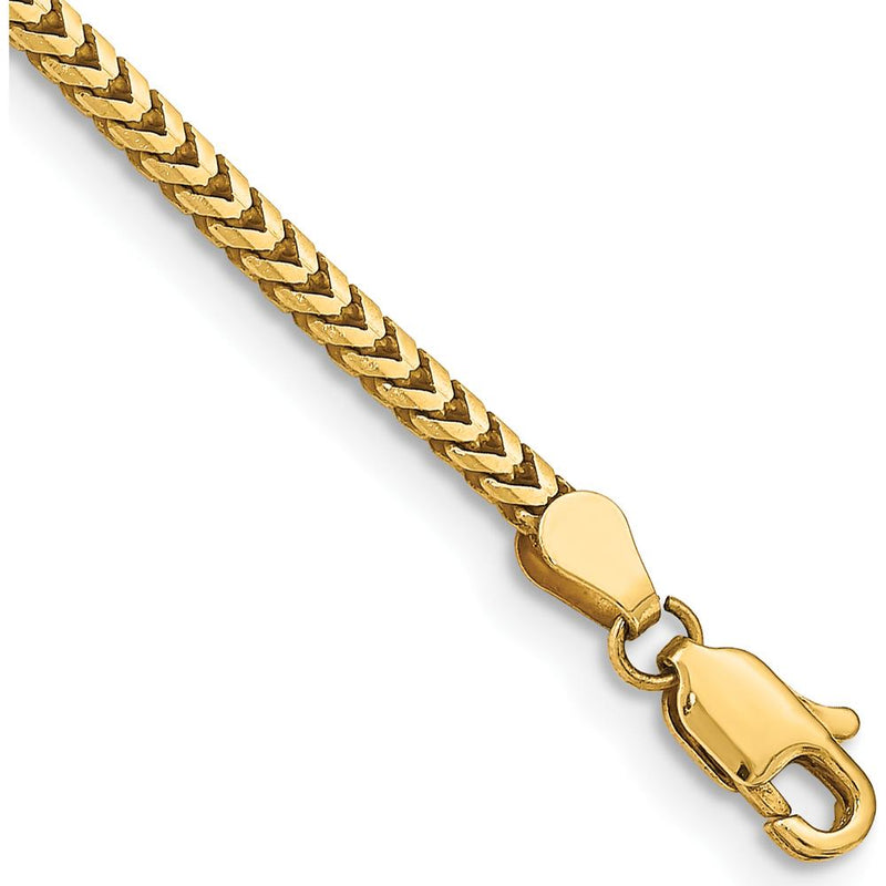 10K Yellow Gold 2.5mm Franco Chain Bracelet - 7"