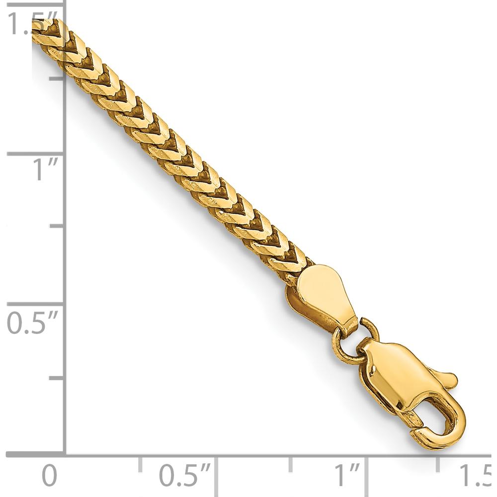 10K Yellow Gold 2.5mm Franco Chain Bracelet - 7"