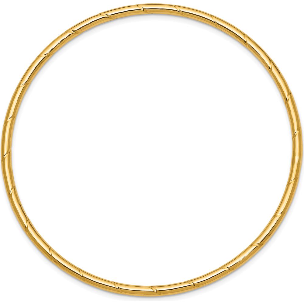 10K Yellow Gold 2.5mm Grooved Slip-On Bangle - Polished Finish