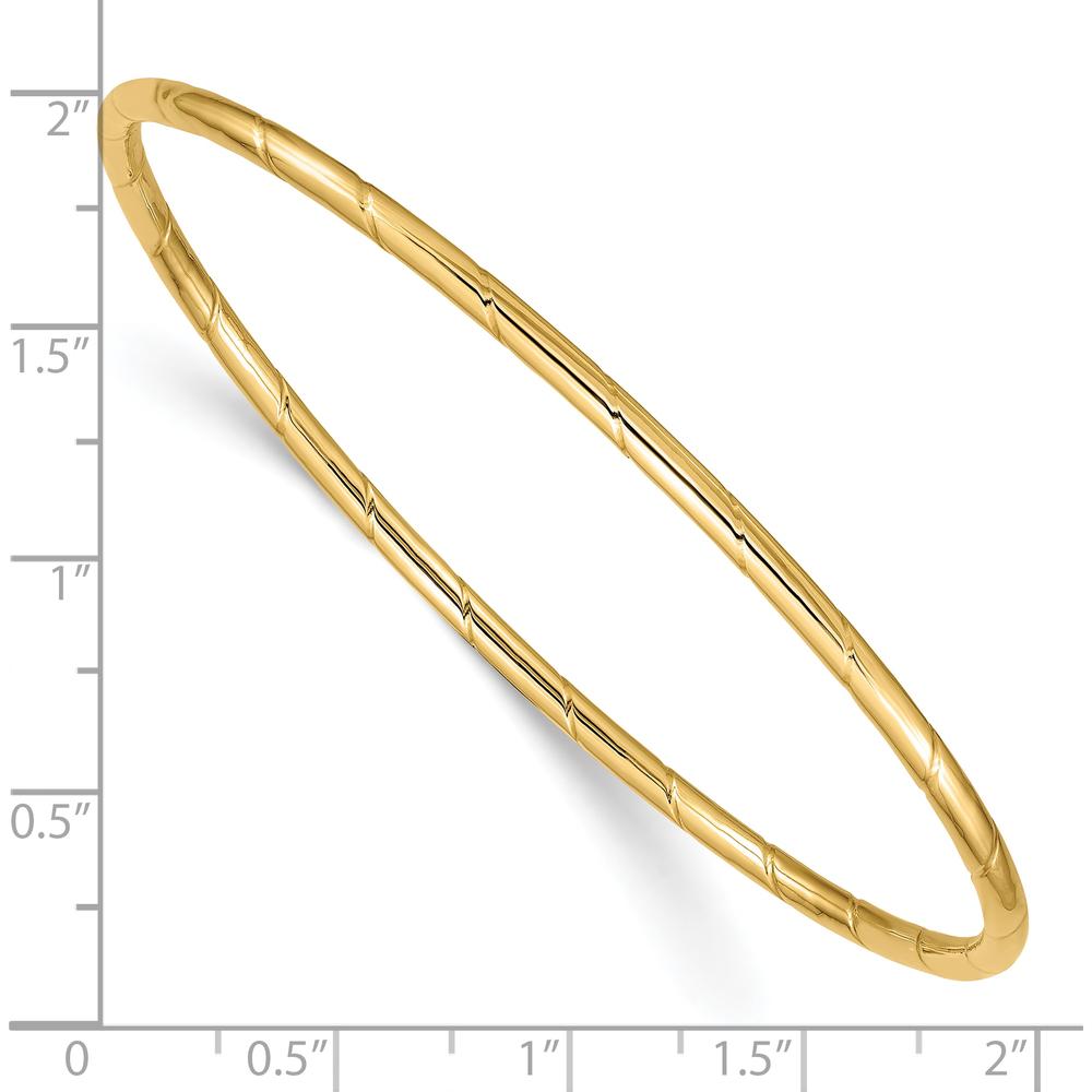 10K Yellow Gold 2.5mm Grooved Slip-On Bangle - Polished Finish