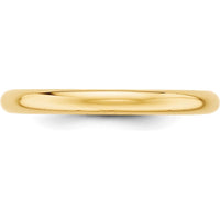10K Yellow Gold 2.5mm Half Round Wedding Band - Size 8.5