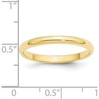 10K Yellow Gold 2.5mm Half Round Wedding Band - Size 9
