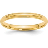 10K Yellow Gold 2.5mm Half Round Wedding Band with Ridged Edges - Size 8