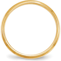10K Yellow Gold 2.5mm Half Round Wedding Band with Ridged Edges - Size 8