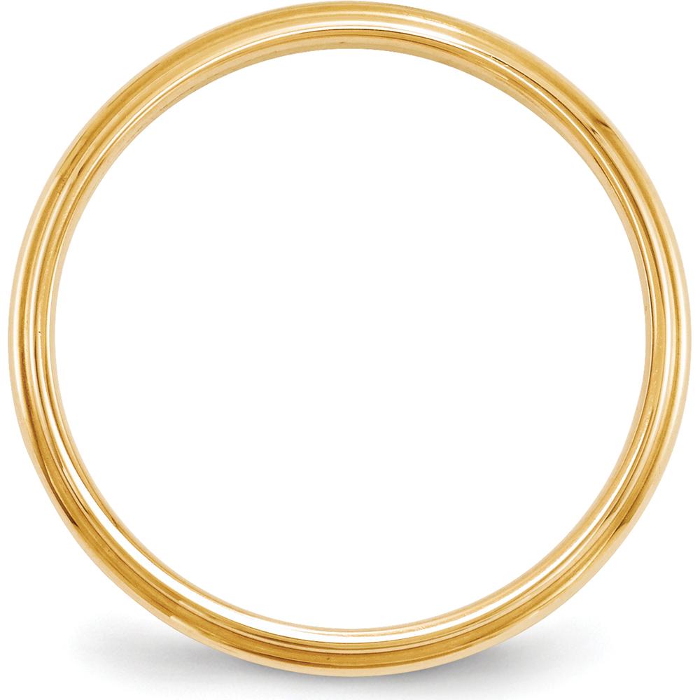 10K Yellow Gold 2.5mm Half Round Wedding Band with Ridged Edges - Size 8